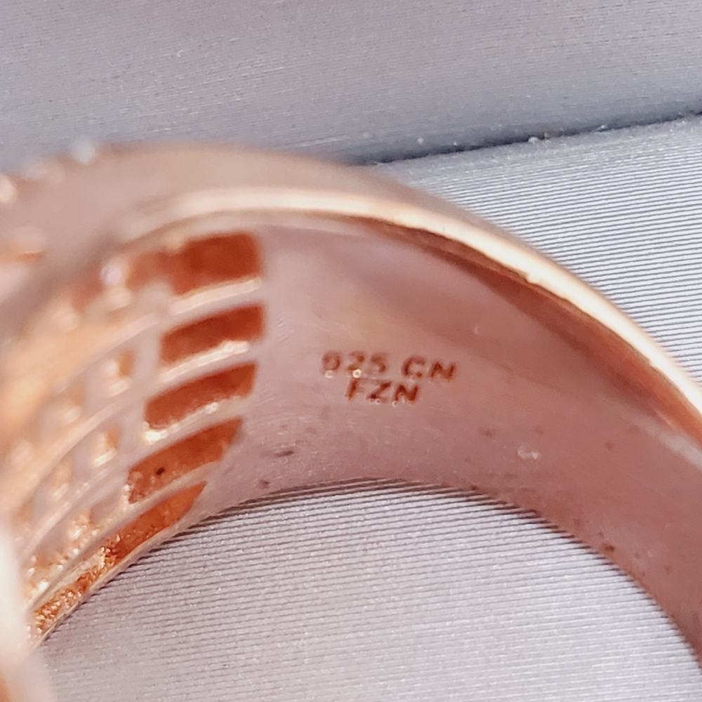 Round & Baguette White Diamond Simulants Rose Gold - 925 Sterling Silver Ring - Picture 4 of 6